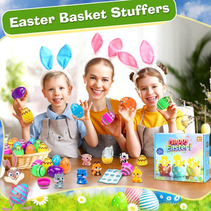 Easter Egg Fillers | 12-Piece Animal Building Block Toys | Mini Animal Figurines | Perfect for Easter Egg Hunt Party Favors, Supplies & Decorations