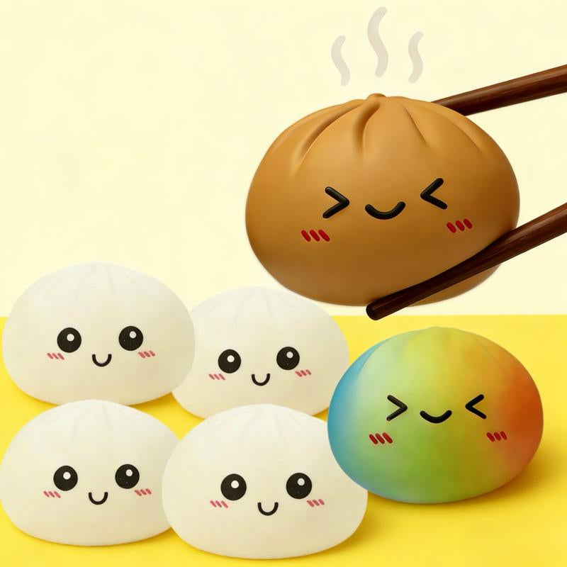 Smiling Face Emoji Big Dumpling Squishy - Mystery Bun Fidget Toy, Soft TPR Material, Stress Relief, Unboxing Surprise,Random Style per Pack.Suitable for Children to Exchange Gifts,Valentine'S Day and Easter Gifts.