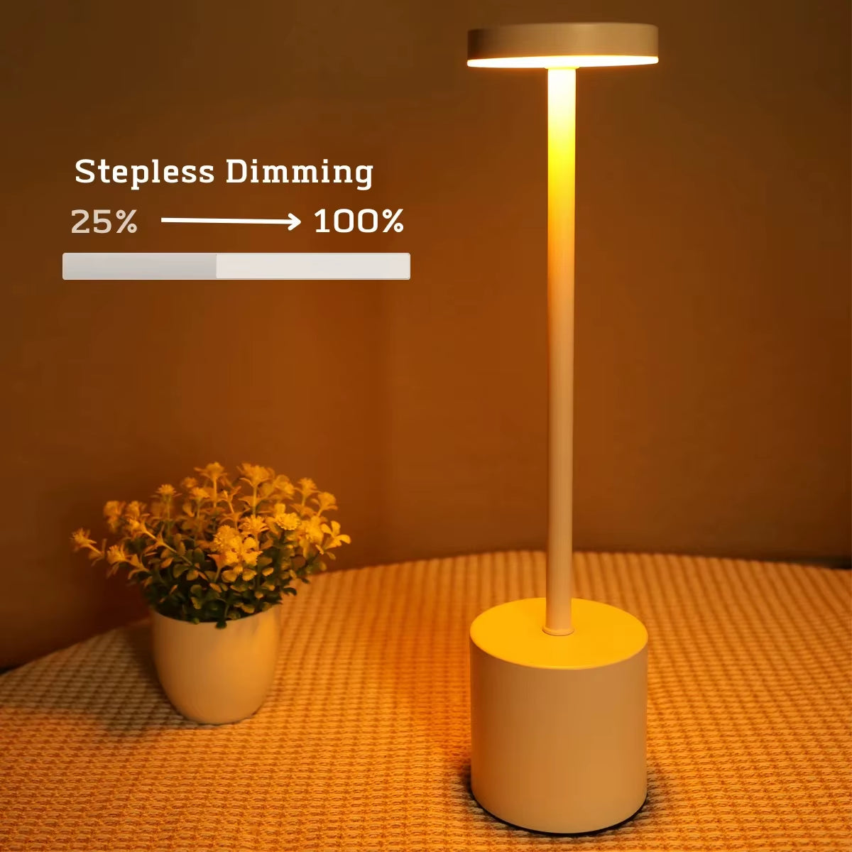 Classic Table Lamp USB Rechargeable Night Light Stepless Dimming Touch Desk Lamp Bedside Lamp Hotel Bar Decoration - Gold, Rose Gold, Black and White