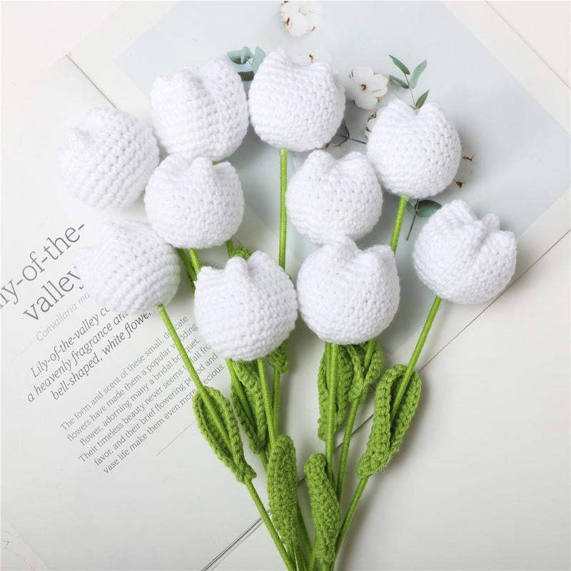 Handmade Knitted Tulip Bouquet, Crochet Flower Bouquet, 10/20/30 Stems Artificial Flowers, Easter and Mother'S Day Gift, Home Decor, Bedroom Decoration #TOP PICKS