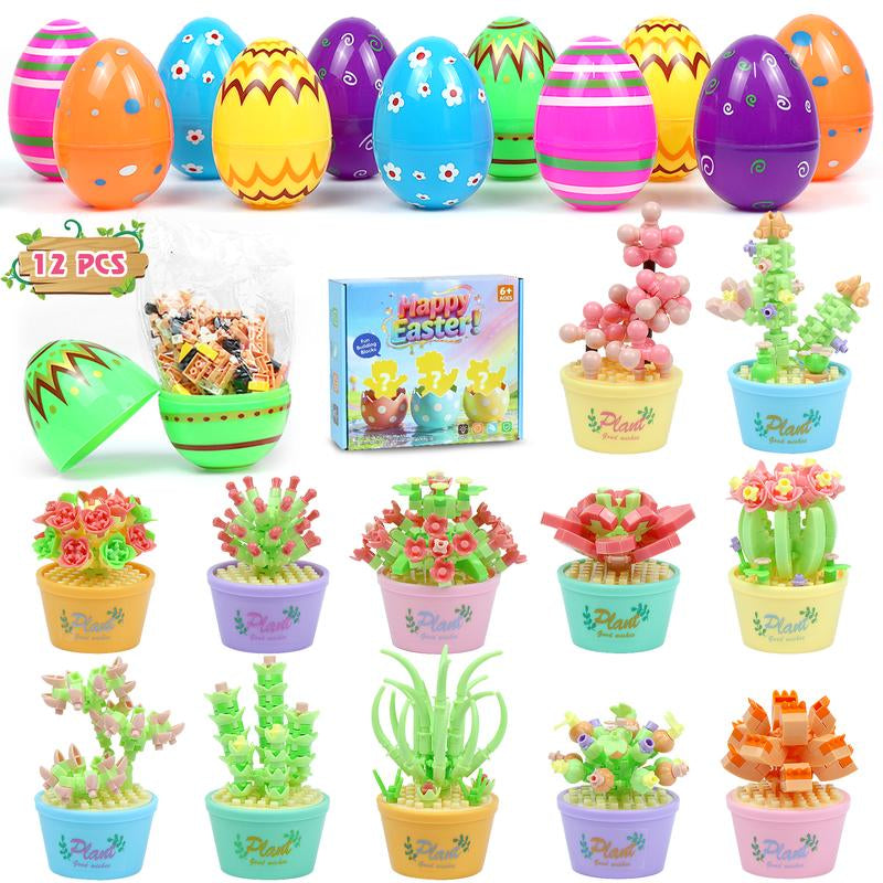 Easter Egg Fillers | 12-Piece Animal Building Block Toys | Mini Animal Figurines | Perfect for Easter Egg Hunt Party Favors, Supplies & Decorations