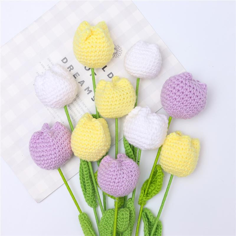 Handmade Knitted Tulip Bouquet, Crochet Flower Bouquet, 10/20/30 Stems Artificial Flowers, Easter and Mother'S Day Gift, Home Decor, Bedroom Decoration #TOP PICKS