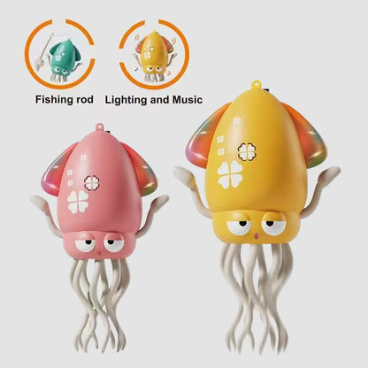 Electronic Dancing Squid Toys with Light&Music Funny Induction Lying Flat Squid Toddler Interactive Development Tummy Time Gifts