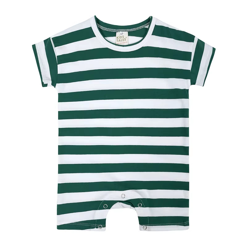 Summer Short Sleeved Baby Rompers 0-2Y Striped Onesies for Newborn Baby Boy Infant Girl Moon Printed Jumpsuit Baby Clothing