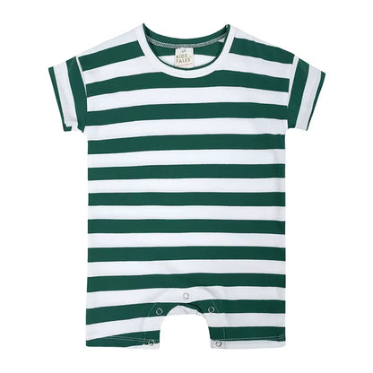 Summer Short Sleeved Baby Rompers 0-2Y Striped Onesies for Newborn Baby Boy Infant Girl Moon Printed Jumpsuit Baby Clothing