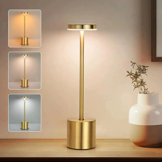 Classic Table Lamp USB Rechargeable Night Light Stepless Dimming Touch Desk Lamp Bedside Lamp Hotel Bar Decoration - Gold, Rose Gold, Black and White