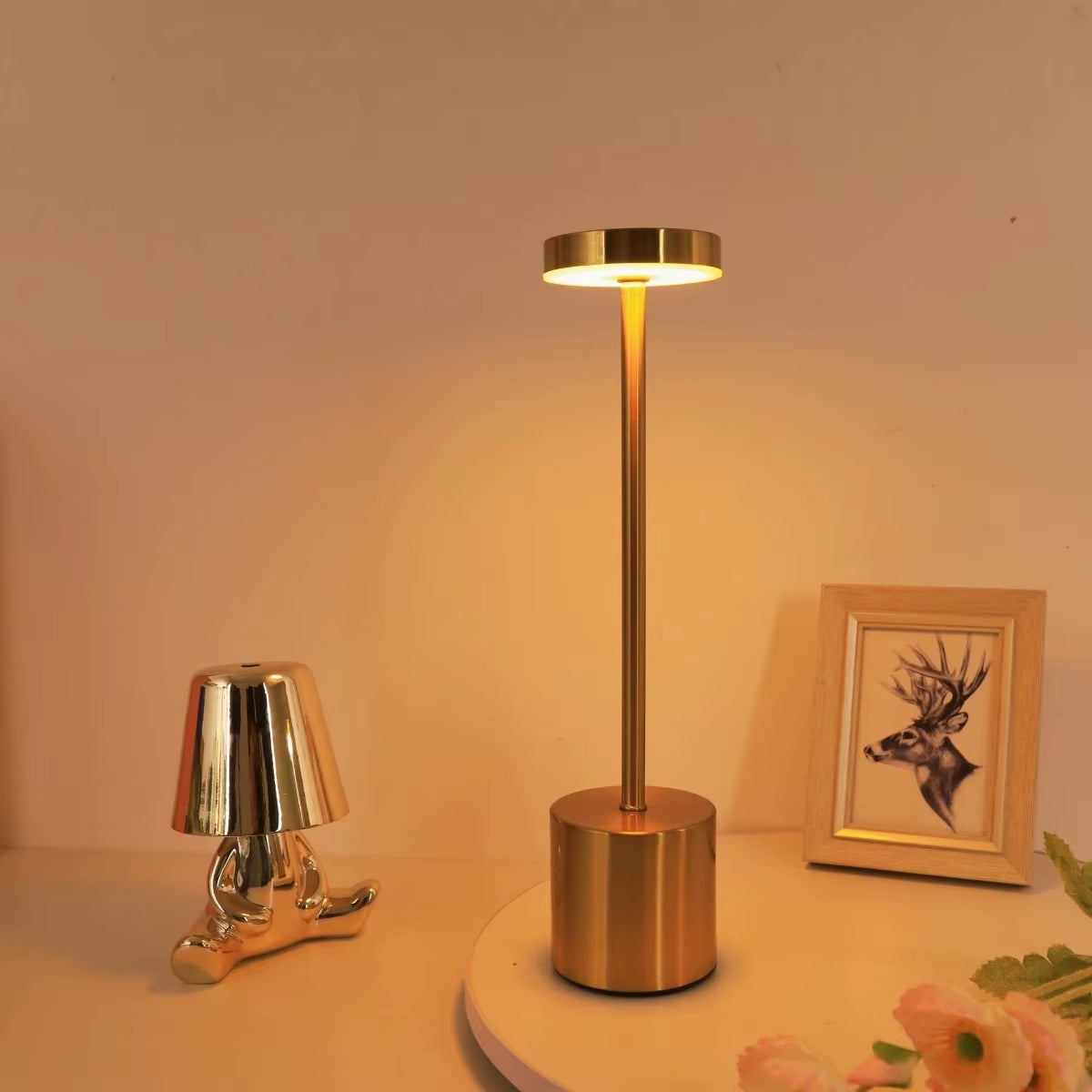 Classic Table Lamp USB Rechargeable Night Light Stepless Dimming Touch Desk Lamp Bedside Lamp Hotel Bar Decoration - Gold, Rose Gold, Black and White