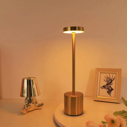 Classic Table Lamp USB Rechargeable Night Light Stepless Dimming Touch Desk Lamp Bedside Lamp Hotel Bar Decoration - Gold, Rose Gold, Black and White