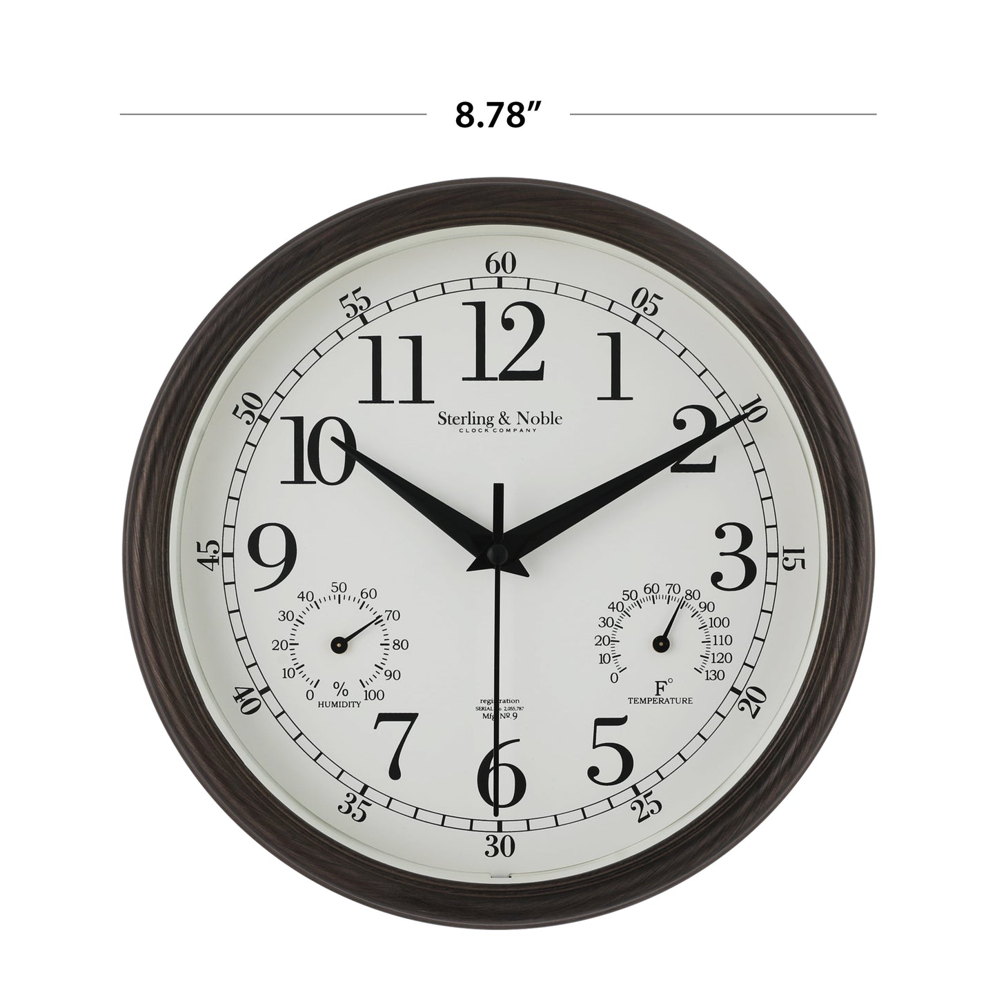 8.75" Indoor/Outdoor Antique Bronze round Arabic Analog Wall Clock