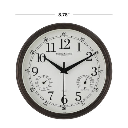 8.75" Indoor/Outdoor Antique Bronze round Arabic Analog Wall Clock