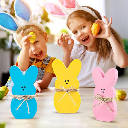 3Pcs Easter Decorations Bunny Tabletop Centerpieces-Indoor Easter Decoration for Spring Home Office Farmhouse Gift