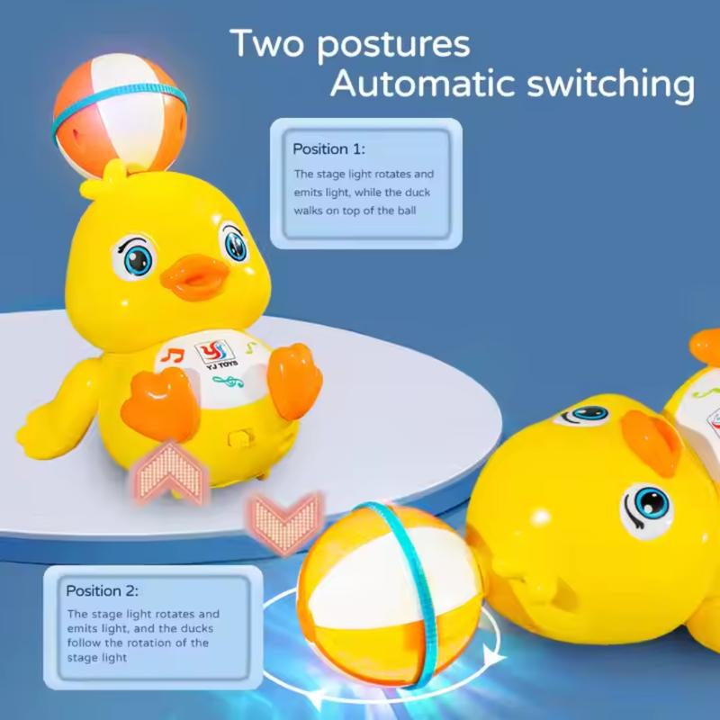 Electric Stunt Head Dancing Duck Toy with 360° Spinning, Colorful Lights & Music, Funny Interactive Toy for Kids