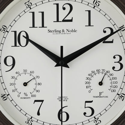 8.75" Indoor/Outdoor Antique Bronze round Arabic Analog Wall Clock