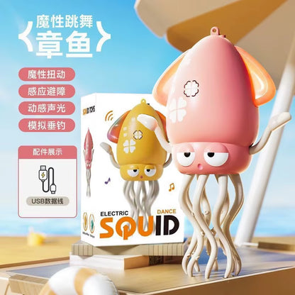 Electronic Dancing Squid Toys with Light&Music Funny Induction Lying Flat Squid Toddler Interactive Development Tummy Time Gifts